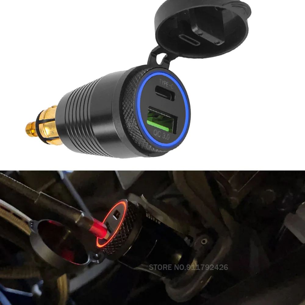 Carregador rápido para motocicleta usb tipo-c qc 3.0, adaptador de alimentação, tomada para bmw r1100rt r1250gs adventure r1200gs gs1200 adv lc