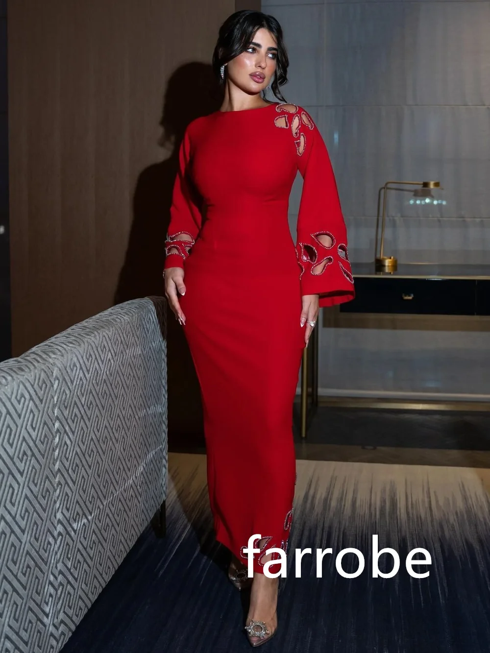 Personalizado formal jérsei plissado a linha o-pescoço midi vestidos de noite clássico requintado estilo moderno pastrol unisex chinês