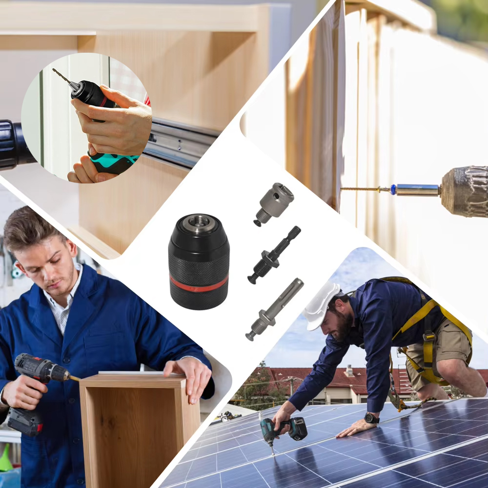 Mandril de broca de metal profissional 1/2-20unf 10mm 13mm metal sem chave resistente auto-apertar broca elétrica com haste sextavada/sds