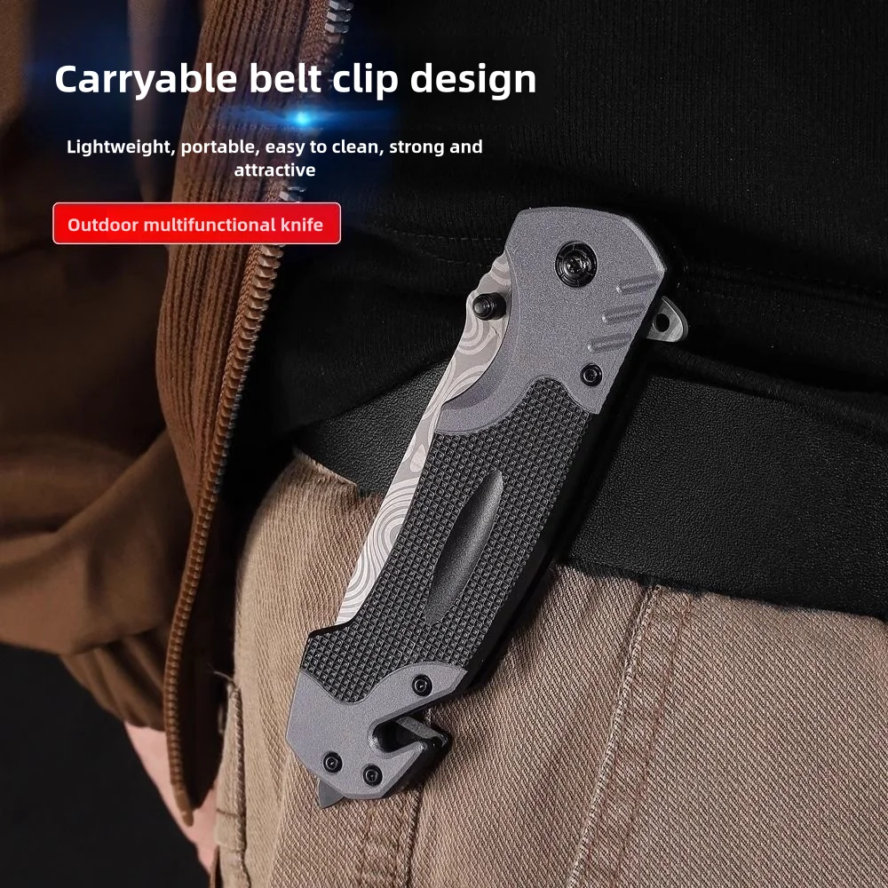Multi functional sharp and convenient folding knife pocket knife, suitable for wilderness survival, camping, fishing, hunting