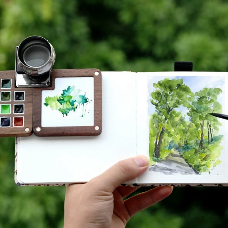 Деревянная портативная мини-Палитра для рисования