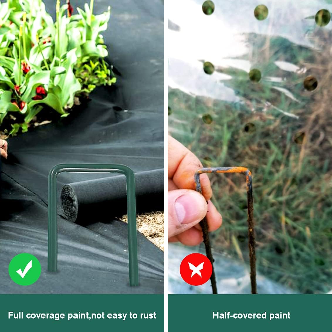 100 Uds Grapas para Jardin Verde, Claos Cesped Artificial, Piquetas para Cesped Galvanizado Artificial, Grapas Cesped Artific