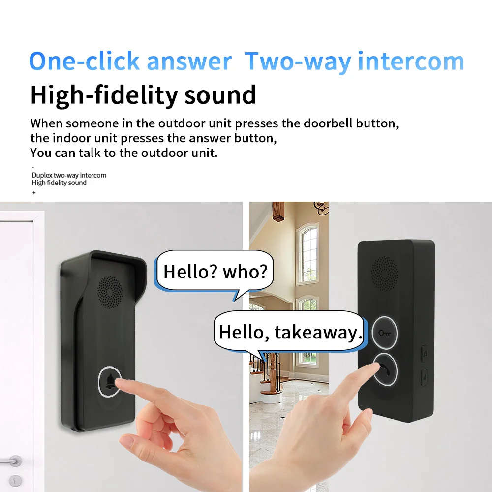 ANJIELO Wireless Two-way Voice Intercom Doorbell One-button Unlock Ultra-long Standby 800m Long Distance Signal