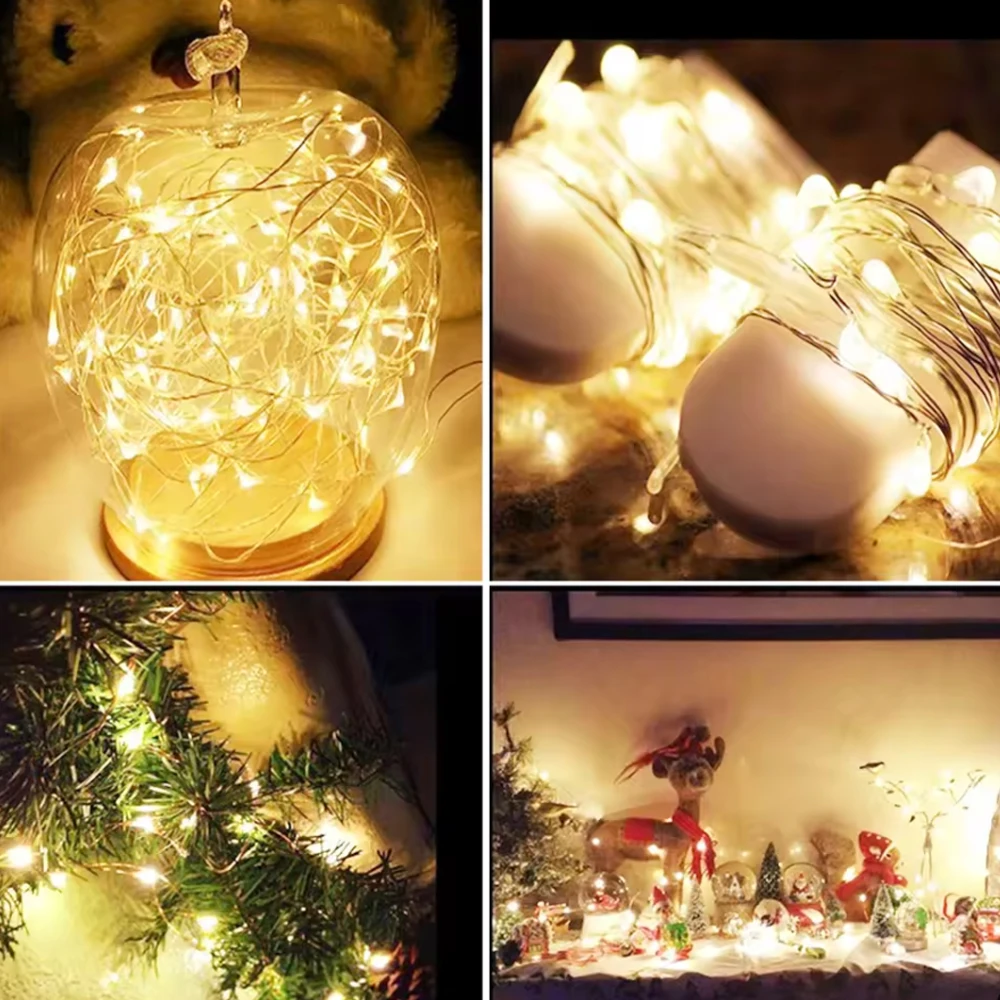 Luces Led Filo di rame Lucine Alimentate a batteria Luci a stringa LED Festa Matrimonio Decorazione natalizia per interni Luci ghirlanda