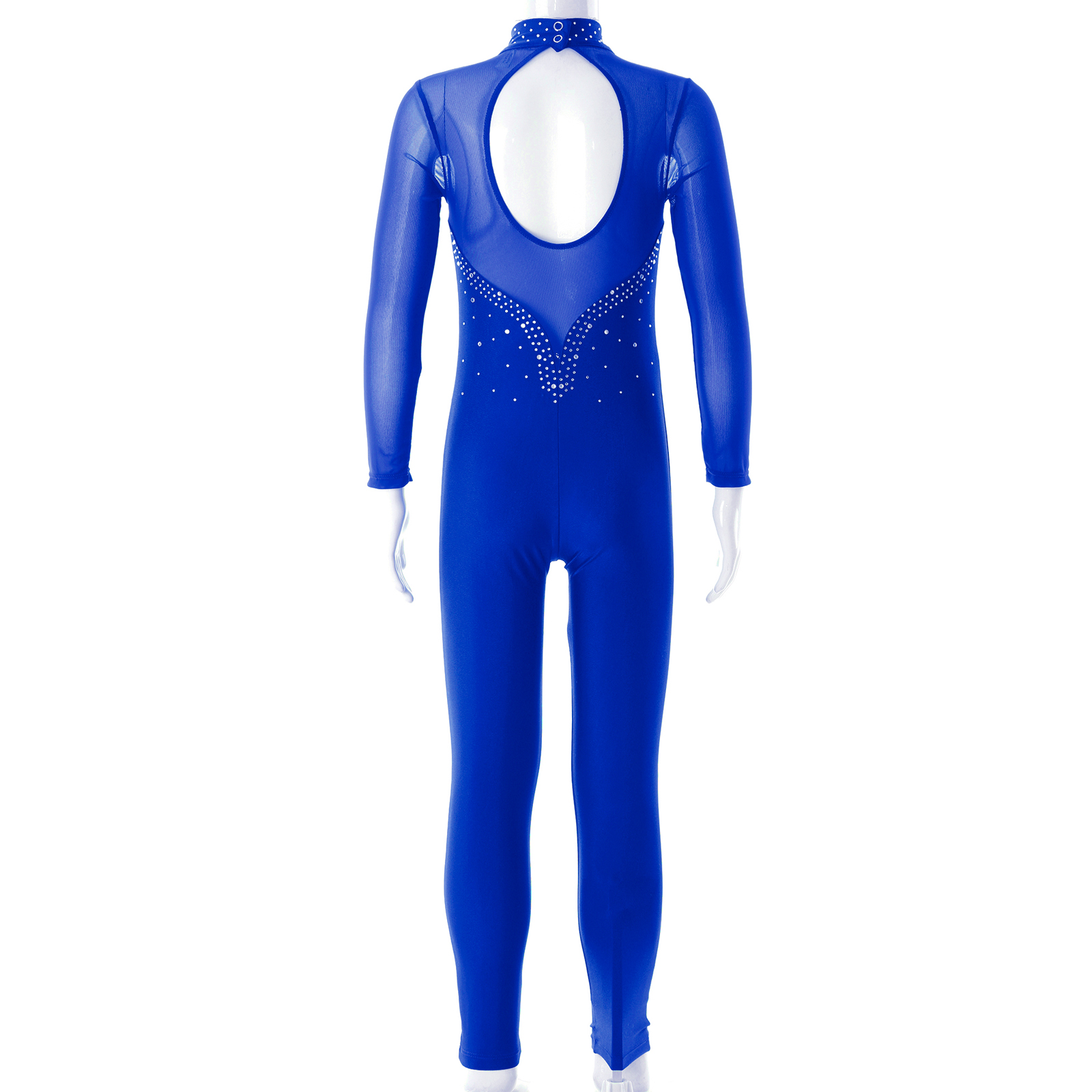 Corpo inteiro ballet dança wear crianças menina acrobacias ginástica collant oco volta glitter strass patinação bodysuit macacão