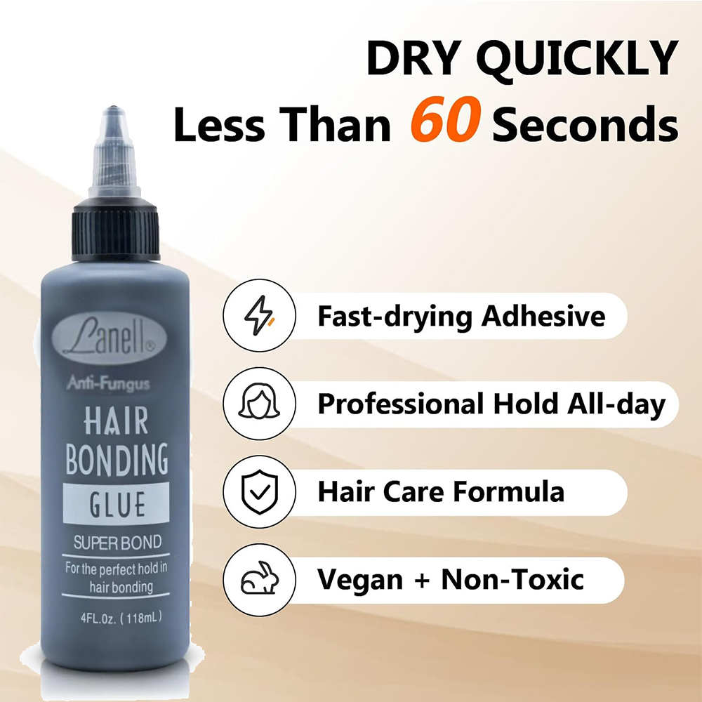 Hair Bond Glue Clear – Sneldrogende haarlijm met sterke grip voor – Snelle formule voor naadloze styling thuis of in salon pruikgereedschap