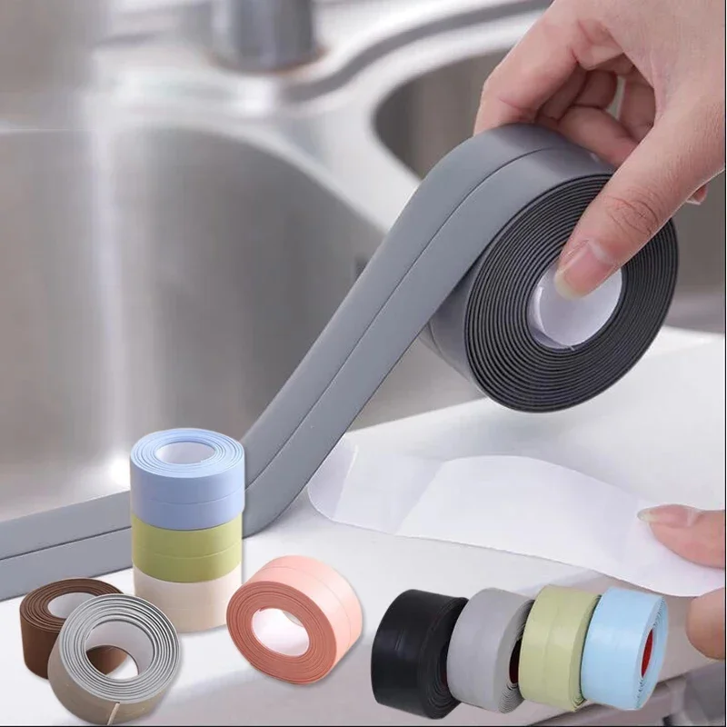 Pegatinas de pared impermeables para baño, cintas de sellado, tiras adhesivas de sellado de PVC, cinta para borde de fregadero, accesorios de baño y cocina, 1 ud.