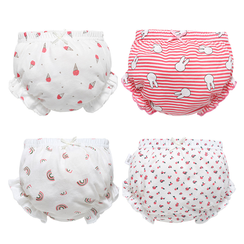 3 unid/lote de bragas 100% de algodón para bebés, calzoncillos de puntos a rayas con lazo sólido a la moda para niños y niñas, calzoncillos suaves