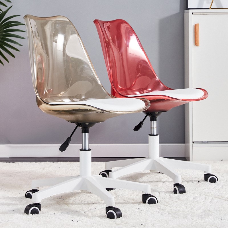 Sedia da ufficio trasparente per computer Sedia girevole Studio per trucco Sgabello alto con ascensore girevole Reception Sedia da studio per dormitorio per studenti