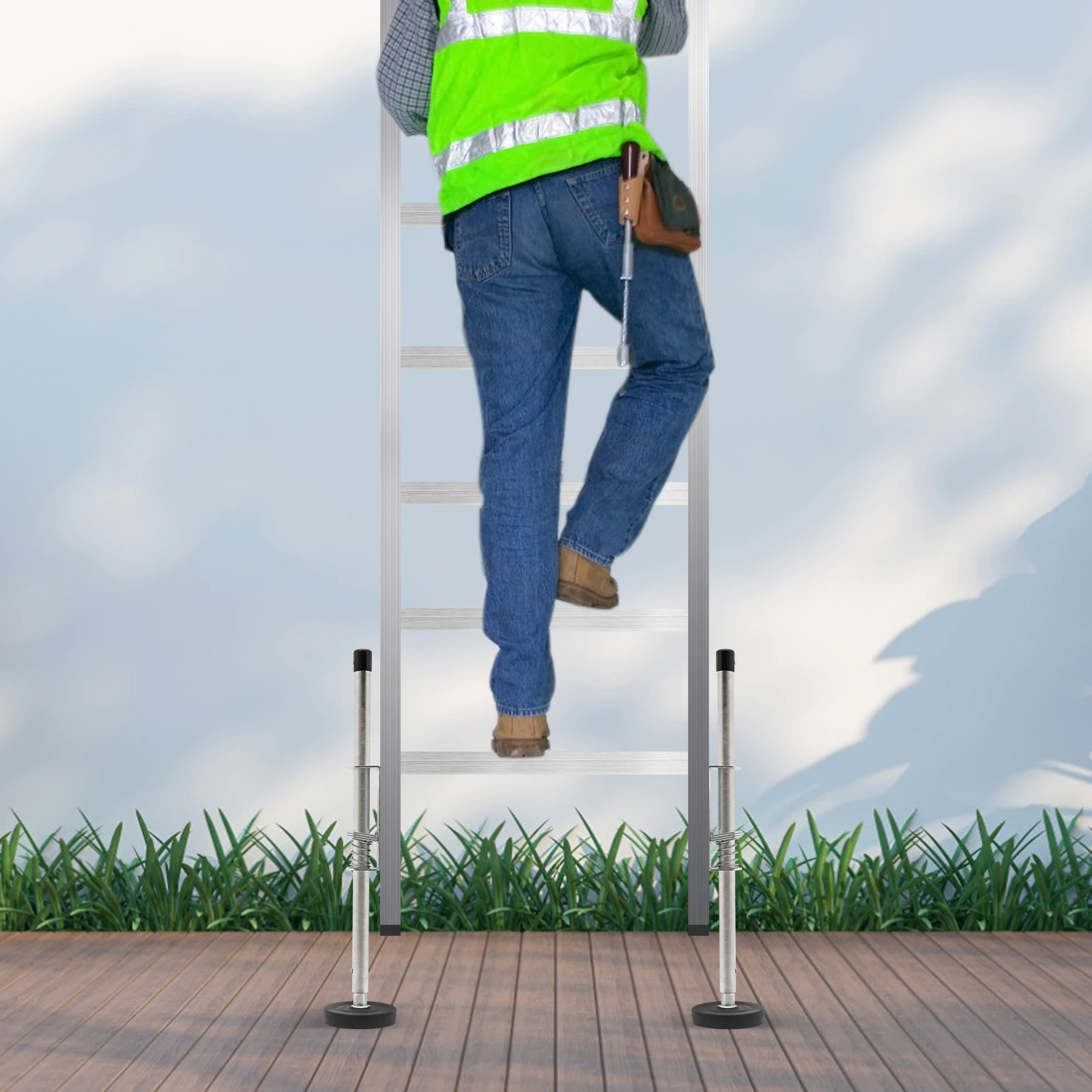 Adjustable Ladder Stabilizer with Engraved Anti-Slip Pattern Extension Ladder Leg Ground Leveler