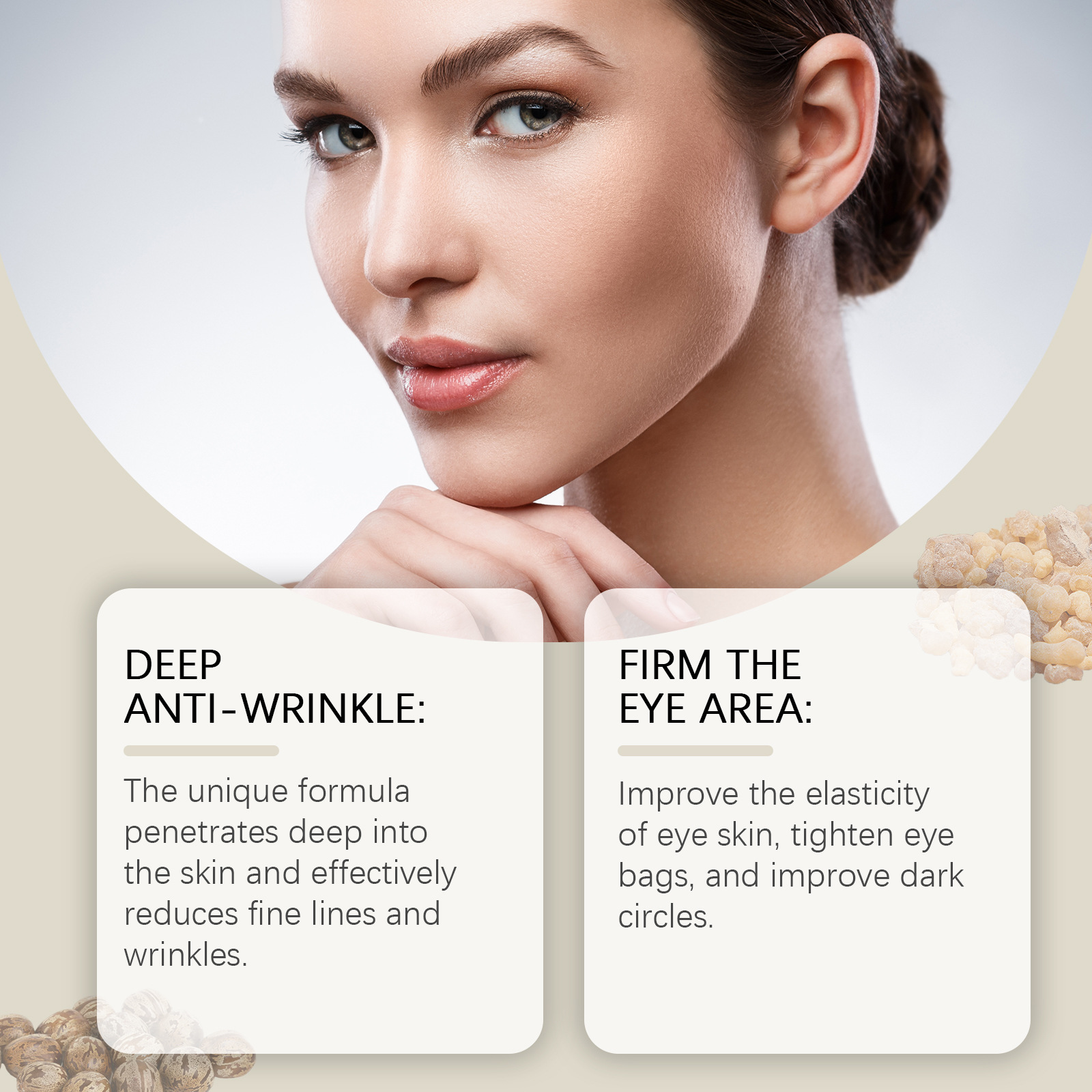 Huile essentielle à bille raffermissante pour les yeux, élimination des cernes, Lifting des rides, réparateur de la peau des yeux, soin hydratant pour les yeux, 10ml