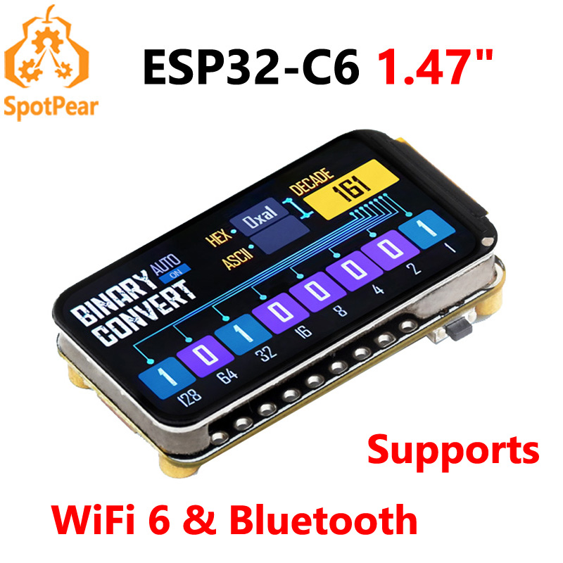 Waveshare ESP32-C6 Placa de desarrollo de pantalla de 1,47 pulgadas 172 × 320 compatible con WiFi 6 y Bluetooth ESP32 pantalla táctil de 1,47 pulgadas tipo C