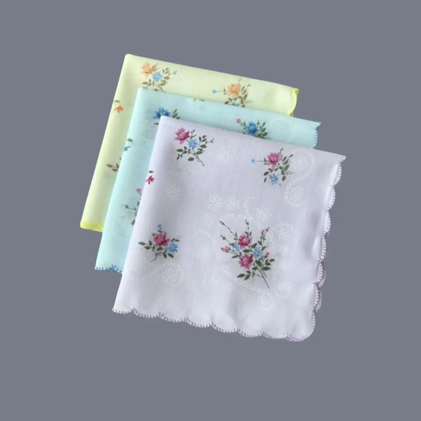 Dünnes Gefühl 11,6 Zoll chcotton Crescenta Damen bedrucktes Taschentuch Retro 6St