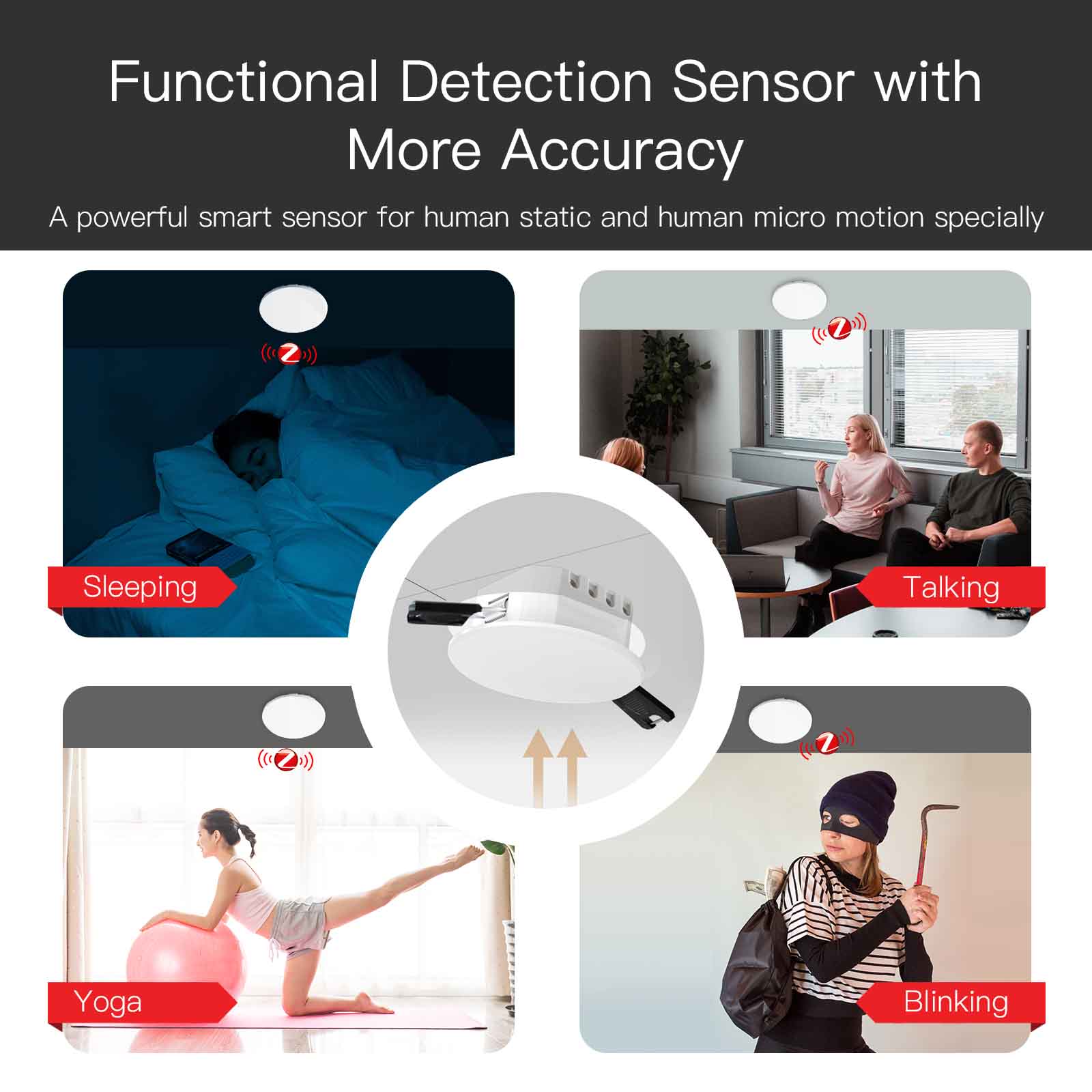 Tuya Smart ZigBee/WiFi детектор присутствия человека радар датчик обнаружения фотометрическая функция 2 в 1 Smart Life потолочный PIR-концентратор