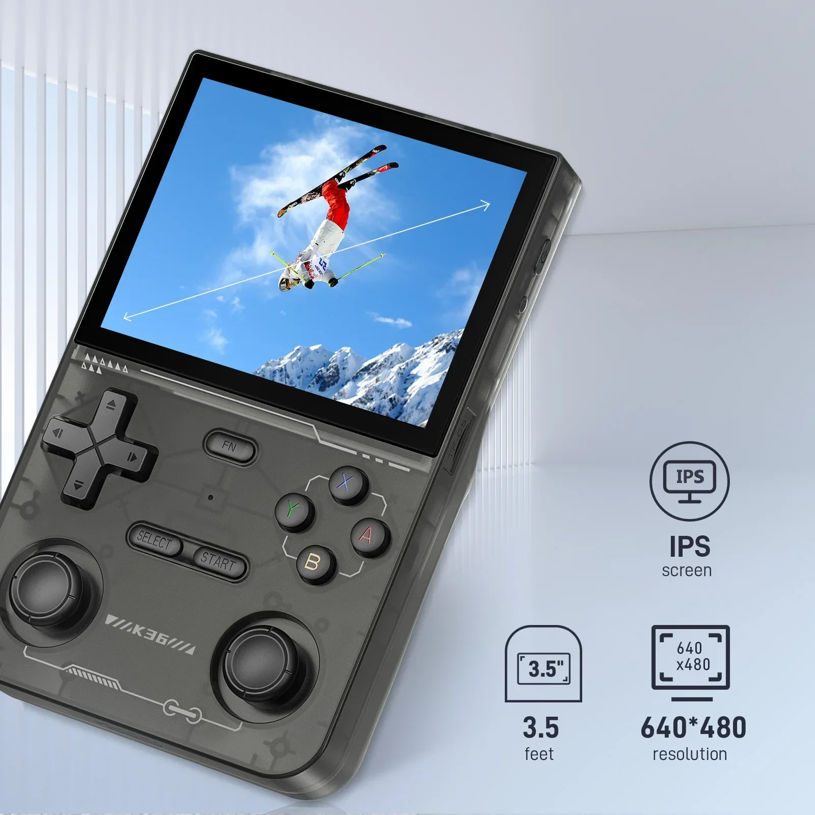 GAMINJA K36 3.5Inch IPS Screen Handheld Game Console 64GB Memory Classic Games Portable Handheld Open Source Game Console