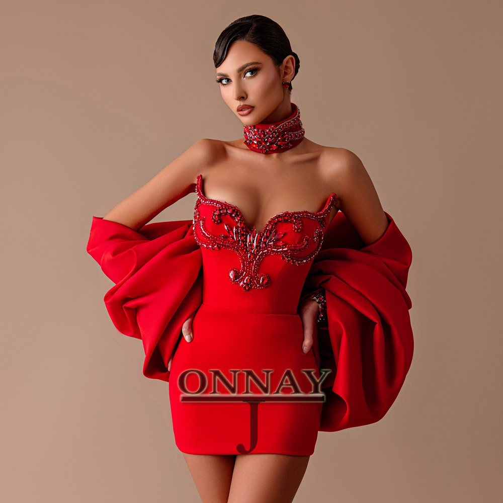 HSCustomized Sexy Bodycon Homecoming Prom Kleider Mini für Studenten Strass Saudi Arabisch Vestido De Noche Cocktailkleid