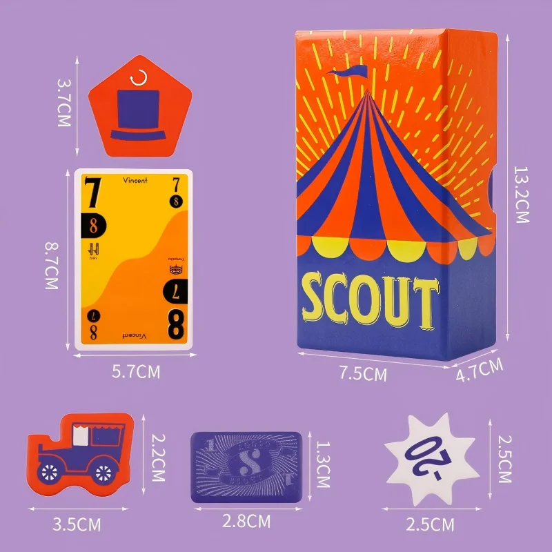 Jogo de cartas Scout Jogo de tabuleiro Circus Scout Baralho de cartas de pôquer para 2 a 5 pessoas para festa