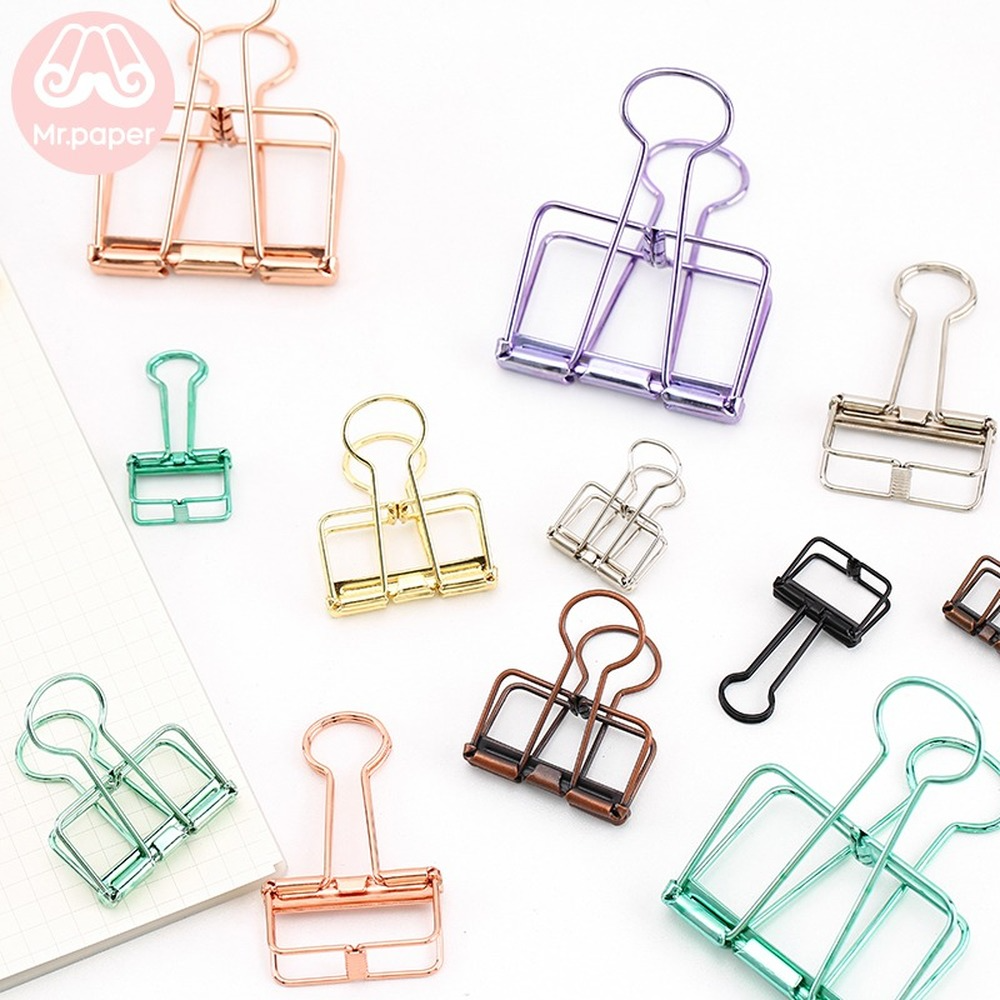 Mr Paper 8 colori 3 dimensioni 1 pz colori oro nastro rosa verde viola clip per raccoglitori grandi medie piccole clip per raccoglitori da studio per ufficio