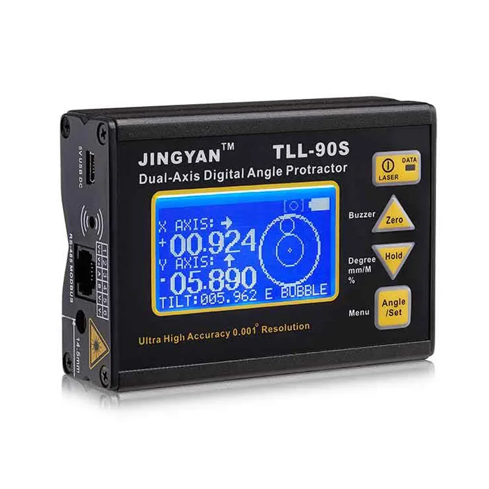 Medidor de ângulo de super alta precisão TLL-90S 0.005 inclinômetro de nível laser digital profissional de eixo duplo com display LCD
