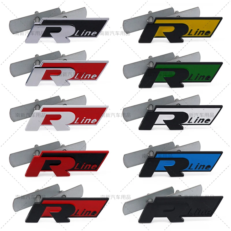 Insignia Rline de Metal 3D, emblema de línea R, pegatinas para capó delantero de parrilla de coche para VW Golf 6 7 8 MK6 MK7 MK8 Tiguan Magotan Lavida Lamando