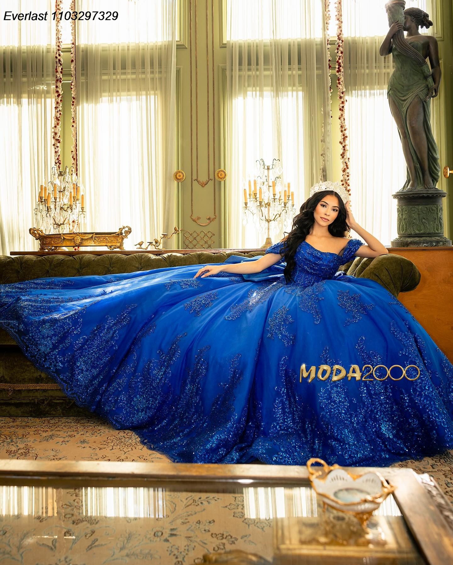 EVLAST-Robe de Bal Bleu Royal à Paillettes Personnalisées, avec Nministériels d Perlé, Douce, Éducative, TQD785, 16 Pièces