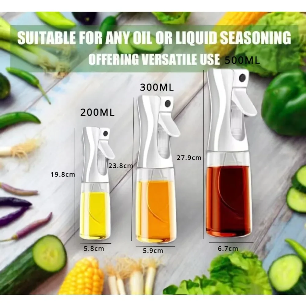 200/300/500ml 오일 스프레이 병 주방 베이킹 올리브 오일 디스펜서 캠핑 바베큐 베이킹 샐러드 식초 간장 분무기 용기