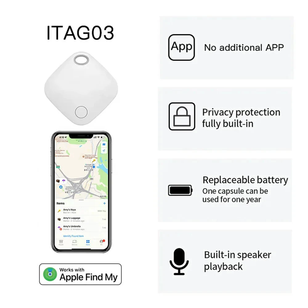 Bluetooth GPS トラッカー エアタグ交換用 Apple Find My を介してカードウォレットバイクキーファインダー iPhone タグアンチロス