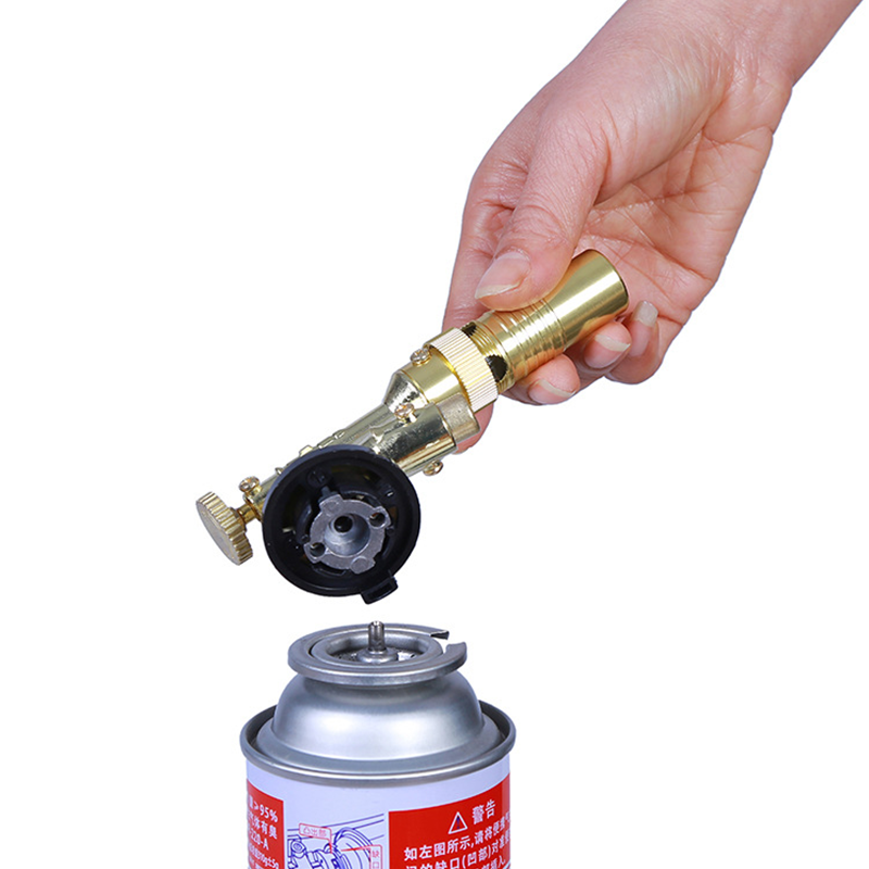 Handheld Copper Alloy Butane Torch Head Adjustable Flame for Kitchen BBQ Baking Cooking Creme - Ergonomic Fire Starter Lighter