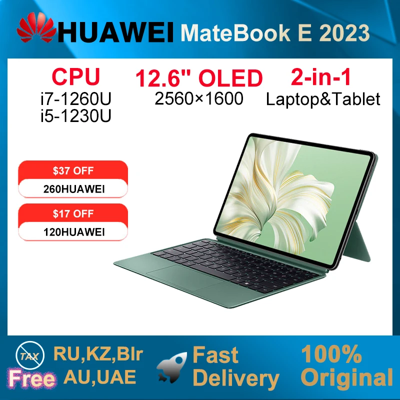 2023 HUAWEI MateBook E Laptop Tablet 2-em-1WiFi i5-1230U/i7-1260U 16GB 512GB/1TB 12,6 polegadas 120Hz OLED Mini PC Iris Xe Gráficos