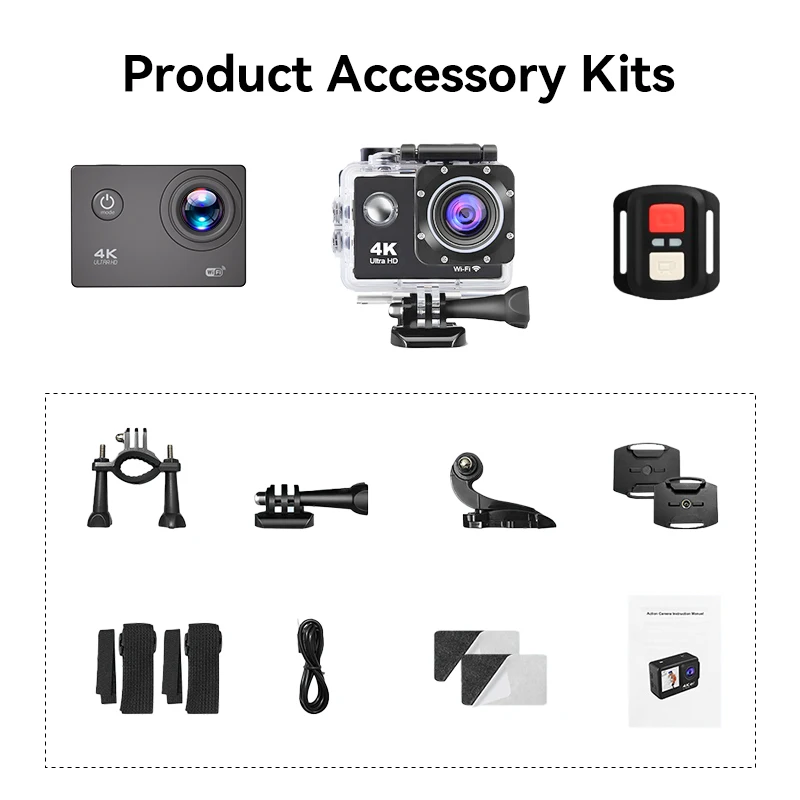 Null 4K zewnętrzna kamera akcji WiFi kask nagrywanie wideo 4K/30FPS WiFi 2.0 "170DGPS 4X Zoom podwodna wodoodporna kamera sportowa