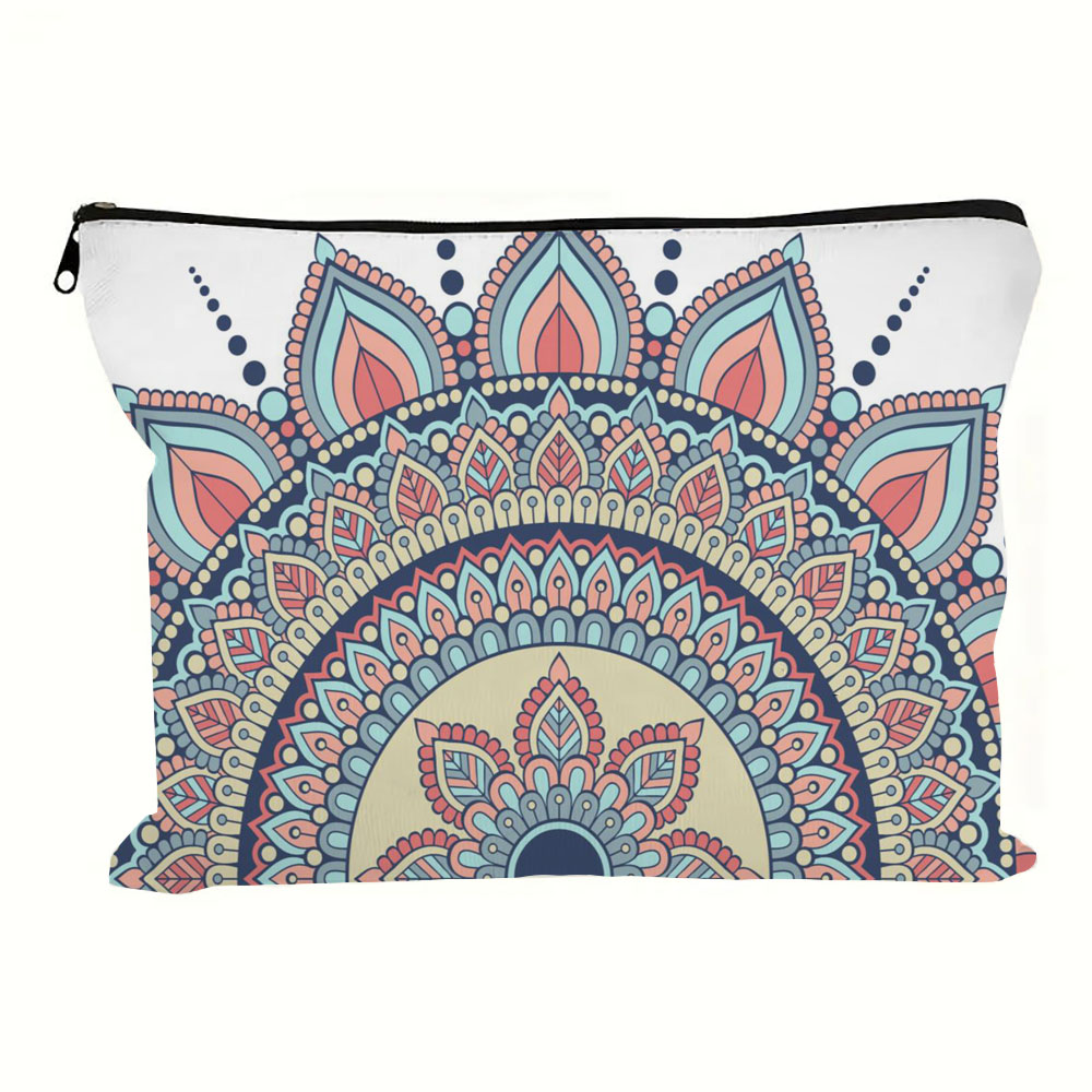 Kosmetiktasche mit Vintage-Mandala-Print, leichte Clutch, Münzgeldbörse; Tragbare Make-up-Tasche mit Reißverschluss, Federmäppchen, Weihnachtsgeschenktüten