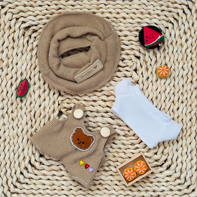 Labubu-Conjunto de moda para muñeca, camisa blanca bonita, sombrero, monos de animales, ropa para muñeca, accesorio de regalo para muñeca de 17cm