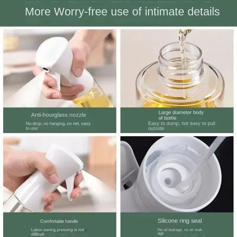 Spray de aceite para cocinar, dispensador de aceite de oliva, botella de plástico, pulverizador, niebla, aceite de calidad alimentaria reutilizable, pulverizador de vinagre, accesorios de cocina