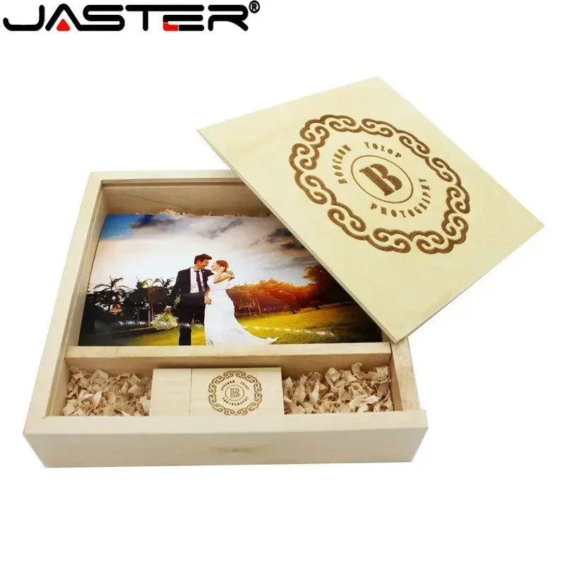 JASTER (1 Chiếc LOGO Tự Do) chụp Ảnh Độc Đáo Album Gỗ Óc Chó USB + Tặng Hộp USB Đèn LED 8GB 16GB 32GB 64GB 128GB Chụp Ảnh