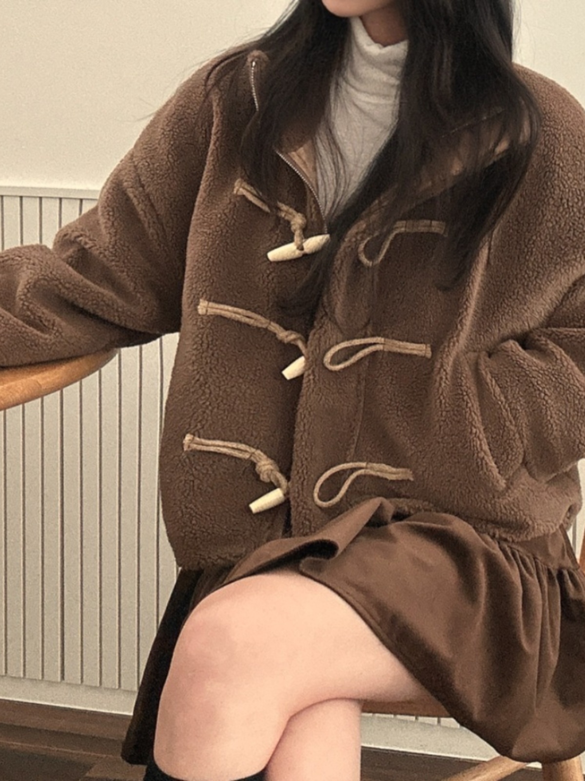 Women's Winter Coat Loose Fit Cotton Jacket Shoulder Length Korean Sle Design Sense Fur Collar Button up Casual Outerwear