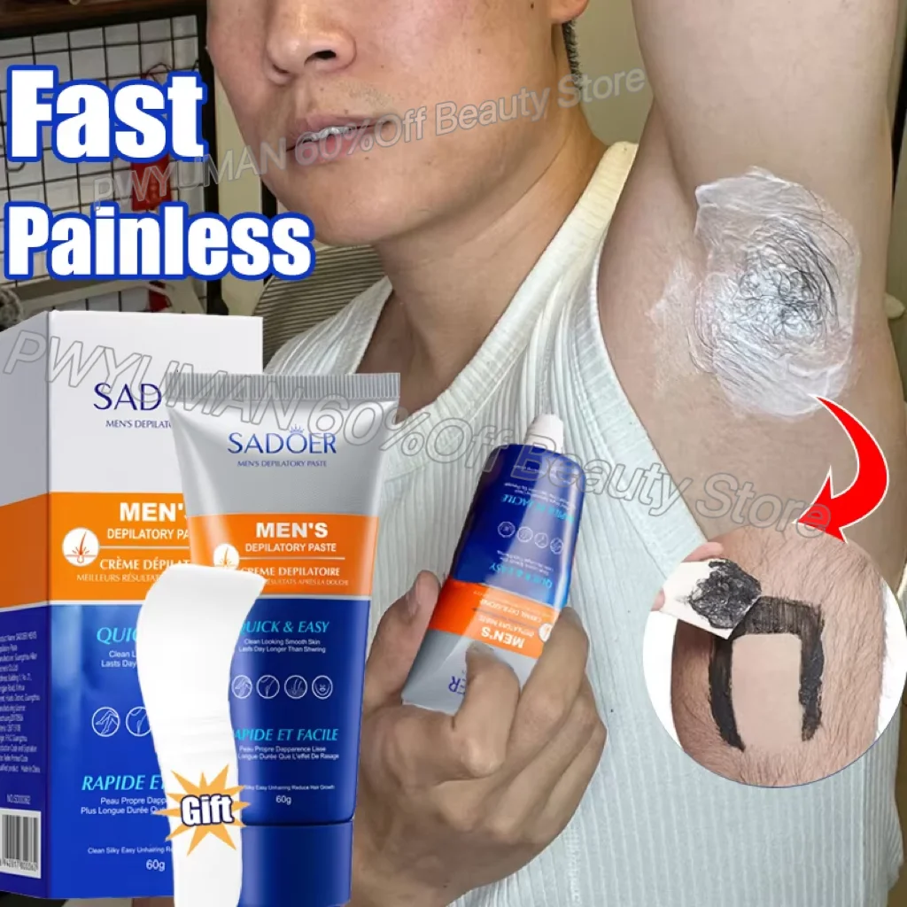 Crema de depilación para hombres, inhibidor del crecimiento del cabello, cara, Barba, partes privadas, axila, brazos, piernas, depiladora permanente, depilatorio indoloro