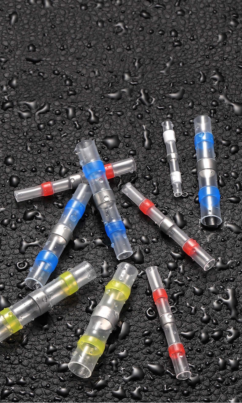 10/50/100 PCS Solder Seal Wire Butt Connectors Welding Ring Heat Shrink Terminal,Waterproof Insulated Electrical Wire Terminals