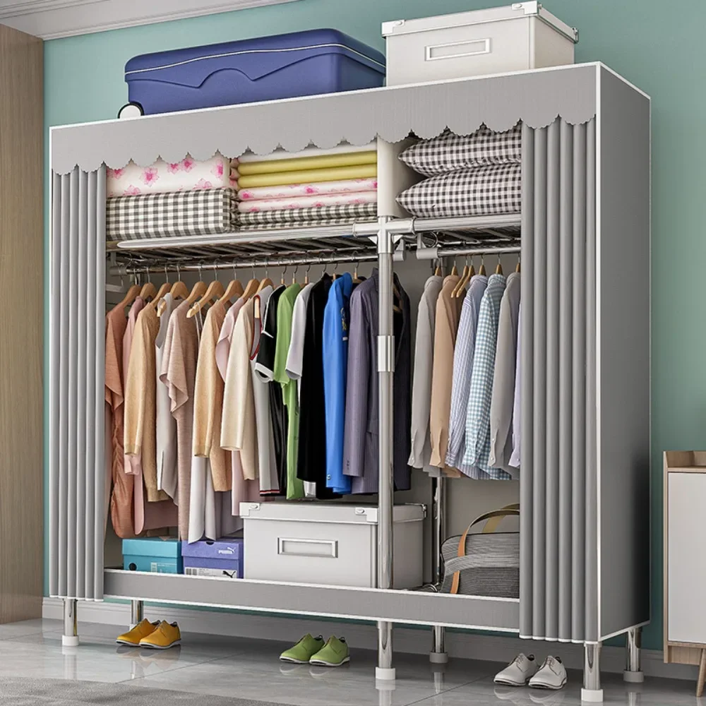 Simple Wardrobe Multi-alloy Joint Steel Frame Bedroom Clothing Closet Multilayer Large Capacity Oxford Cloth Clothes Organizer