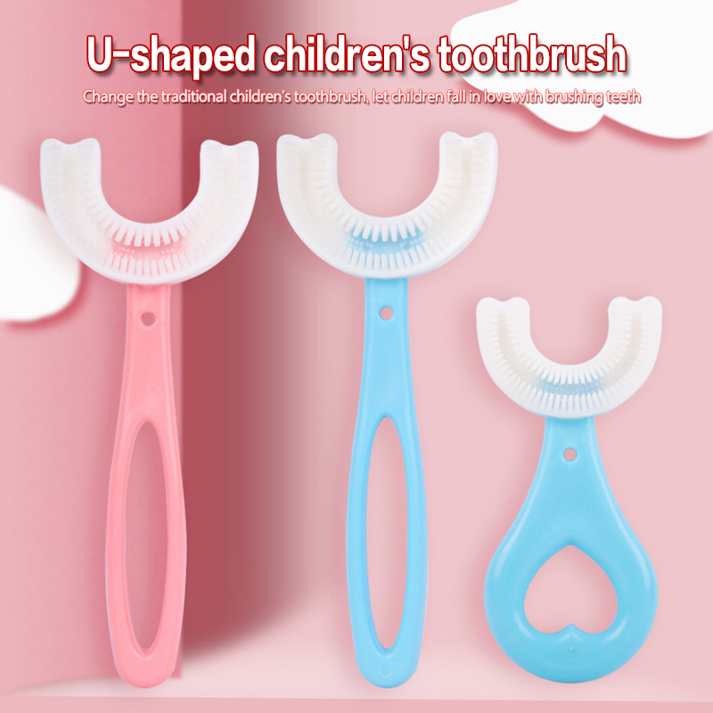 Cepillo de dientes en forma de U para niños, vaso para bebé de 2-6-12 años, gel de sílice suave, Boca en U, contiene entrenamiento de limpieza, cepillo de dientes