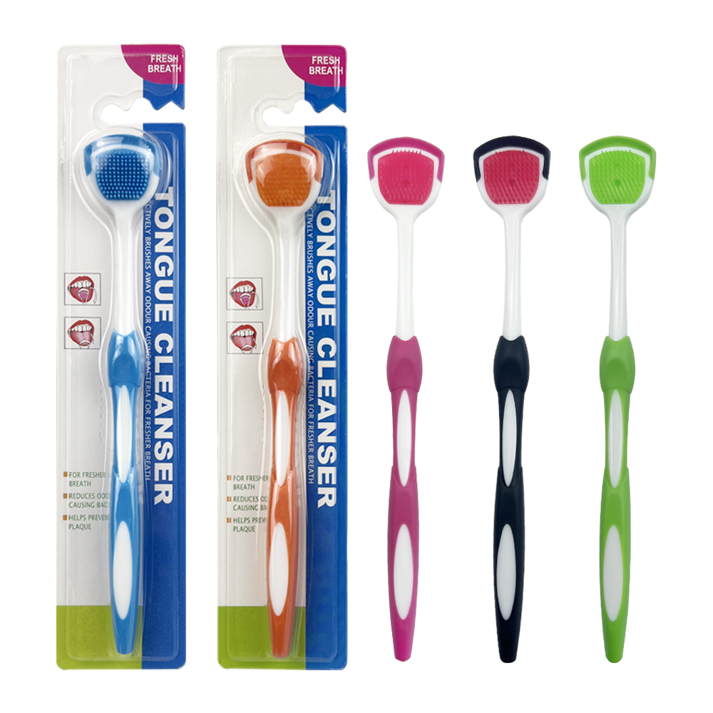 2 uds cepillo raspador de lengua de silicona limpiadores de lengua reutilizables herramientas de limpieza de lengua portátiles para niños adultos higiene bucal aliento fresco