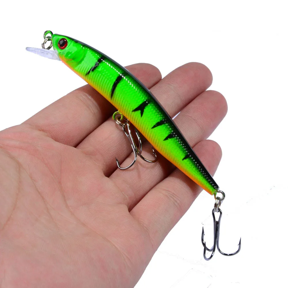 1 Uds señuelo de Pesca Minnow 95mm 8g cebo duro flotante Wobbler Jig cebo Crankbait carpa lubina rayada Pesca aparejos de Pesca SwimBait
