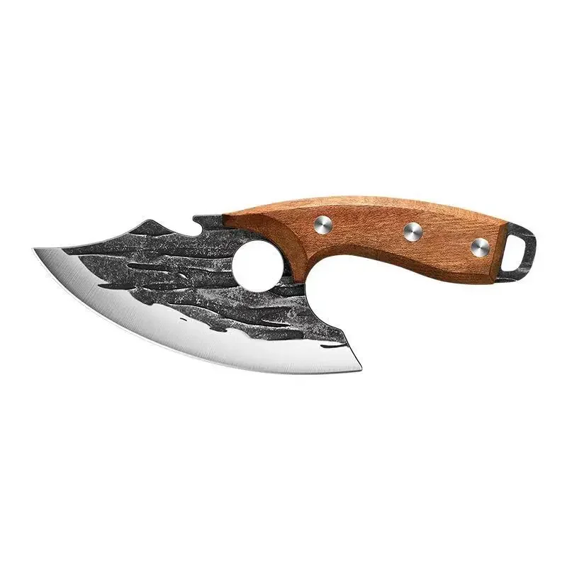 Cuchillo forjado, cuchillo de cocina multifuncional, cuchillo de carnicero de acero inoxidable, cuchillo para deshuesar con abridor de botellas, cuchillo para cortar carne