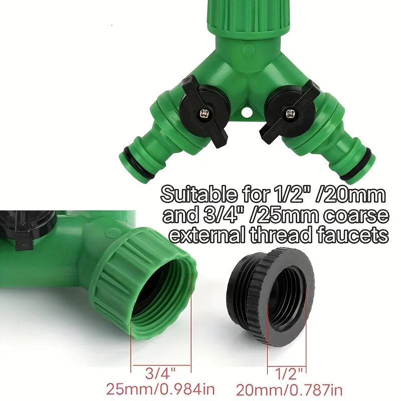 2-Wege-Wasserschlauch-Wasserhahn-Splitter mit Schnellanschluss und Y-Adapter für Garten-Wasserhähne – Dual-Purpose-Anschlüsse für den Gartengebrauch