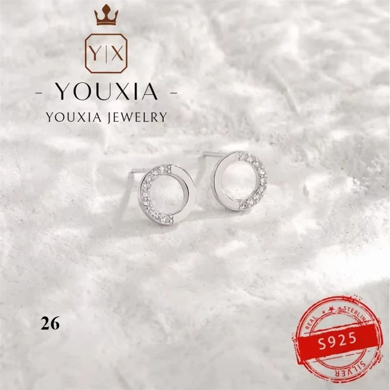 Pendientes de joyería personalizados brillantes de estilo occidental para mujer, pendientes de tuerca de regalo de pareja de plata 925 premium