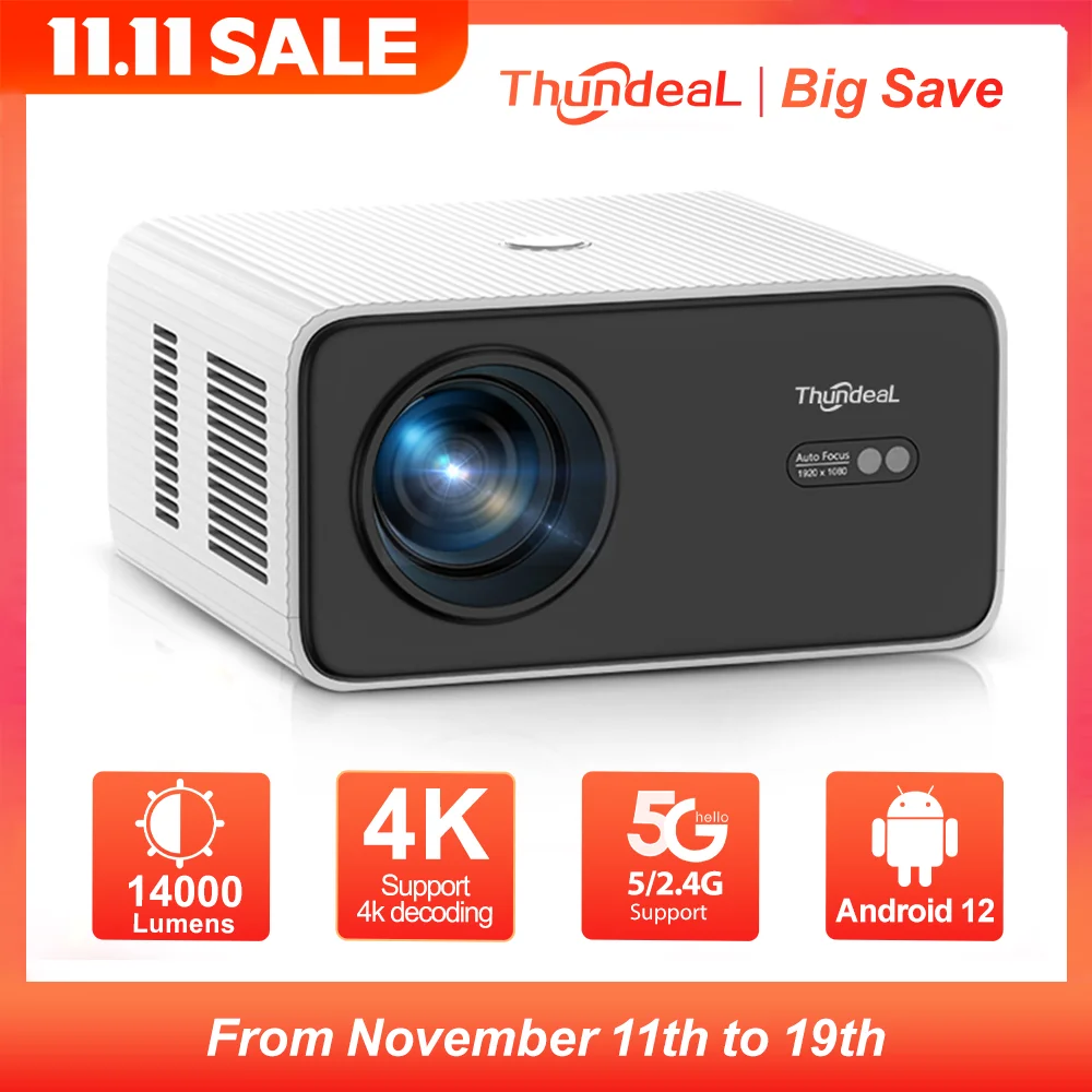 ThundeaL TD85W Full HD 1080P Мини-проектор Android Автофокус Портативный проектор луча TD85SE 4K Домашний кинотеатр Открытый