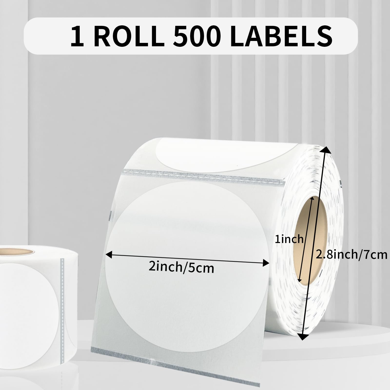 Thermal Label 2Inch Transparent Round Thermal Printer Stickers,Self-Adhesive Round Direct Thermal Label For Logo Design 500/Roll