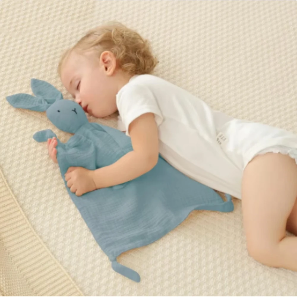 Serviette Confortable en Mousseline pour Bébé, Couverture Douce en Coton, Poupée de Sommeil pour Nouveau-Né, Jouet de Sommeil pour Enfants, Serviette Apaisante, Bavoirs