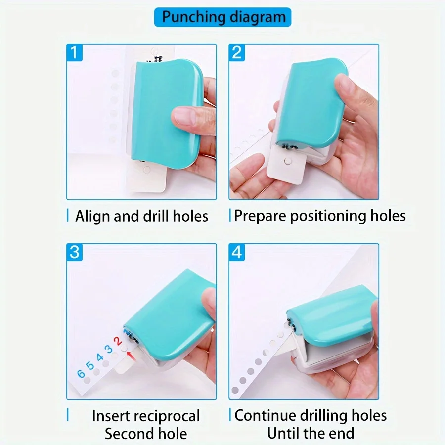 1pc 6-hole punch, loose-leaf book DIY binding supplies,Notebook journal binding office paper cutter-office
