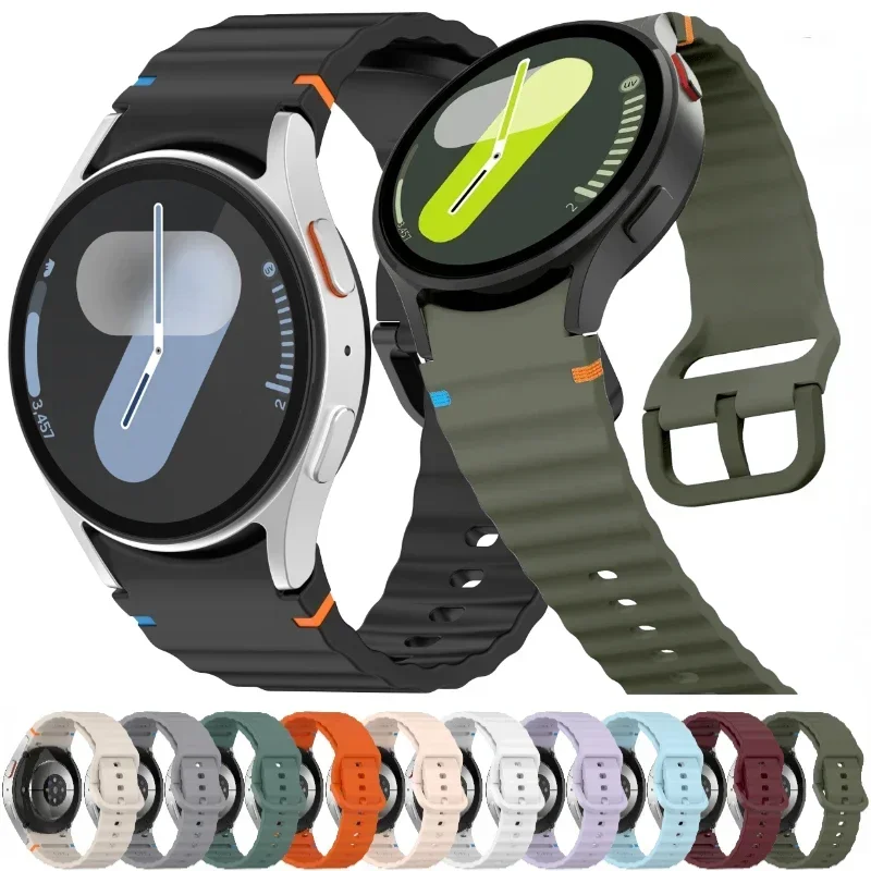 Original สําหรับ Samsung Galaxy watch 7/FE/5 Pro/6/4 classic 44 มม.40 มม.ซิลิโคนกีฬาเข็มขัดสร้อยข้อมือ correa Galaxy watch 7 สาย