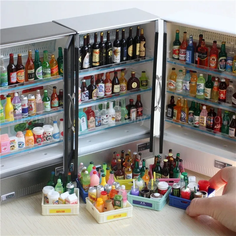 21 Uds. Juguete de cocina, refrigerador grande de doble puerta, muebles en miniatura, luz musical, accesorios de comida, modelo para niña, regalo de cumpleaños